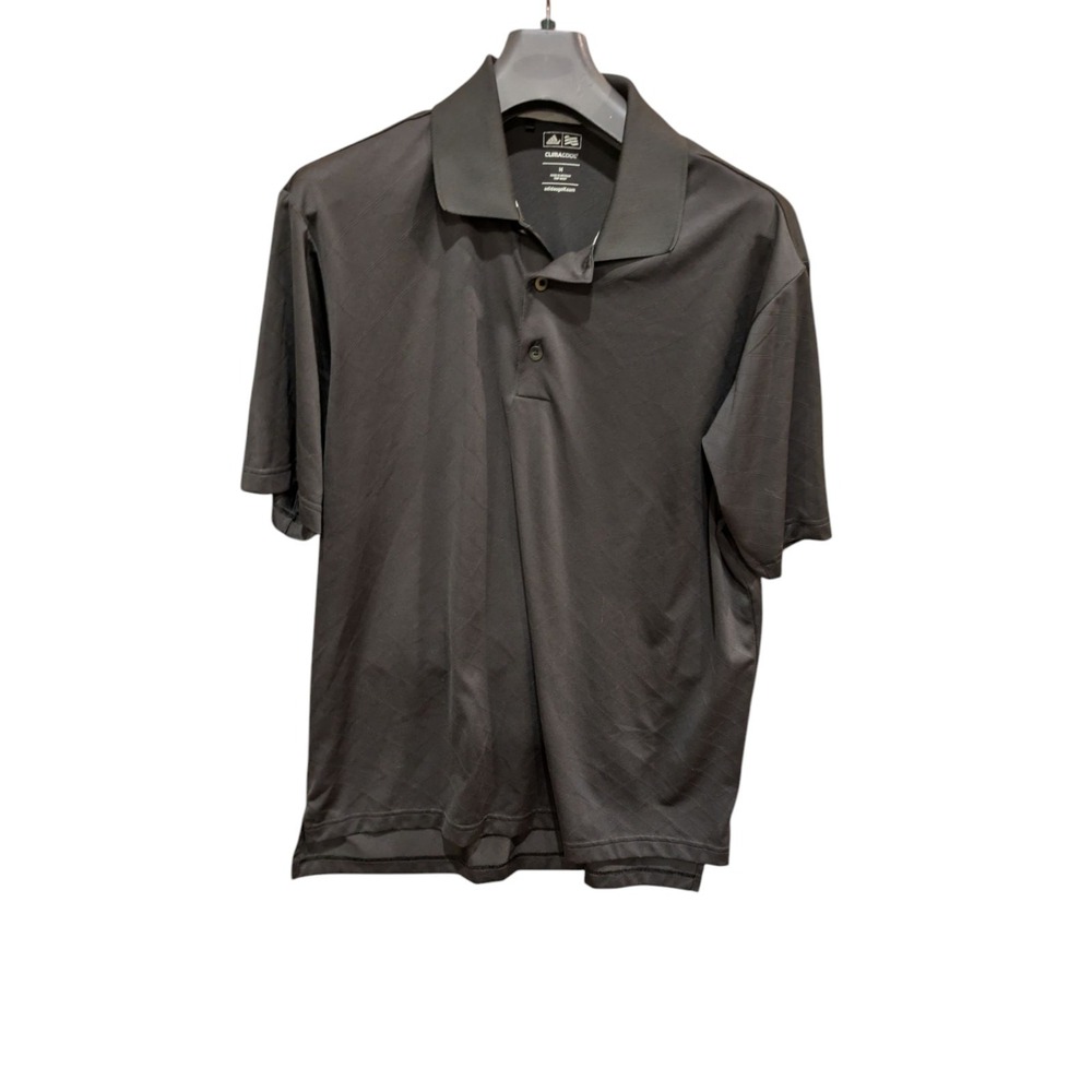Adidas CLIMALITE Black Polo Shirt Medium 3 Button Golf Etc